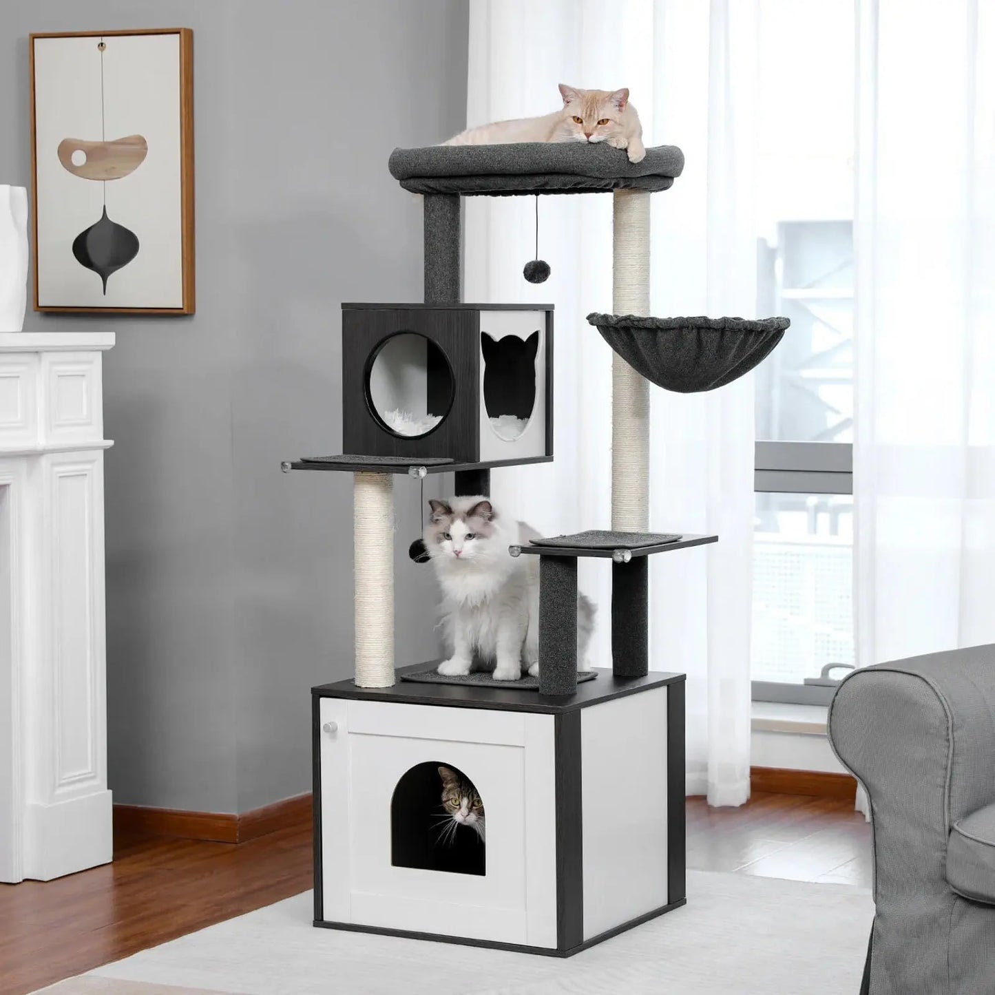 Meuble Litière Pour Chat Bois Massif - Le Nid Félin
