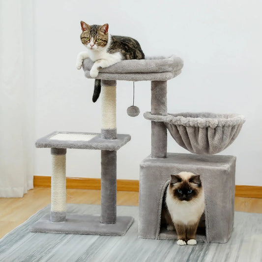 Arbre à Chat Gris avec Perchoir amovible - Le Nid Félin