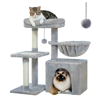 Arbre à Chat Gris avec Perchoir amovible - Le Nid Félin