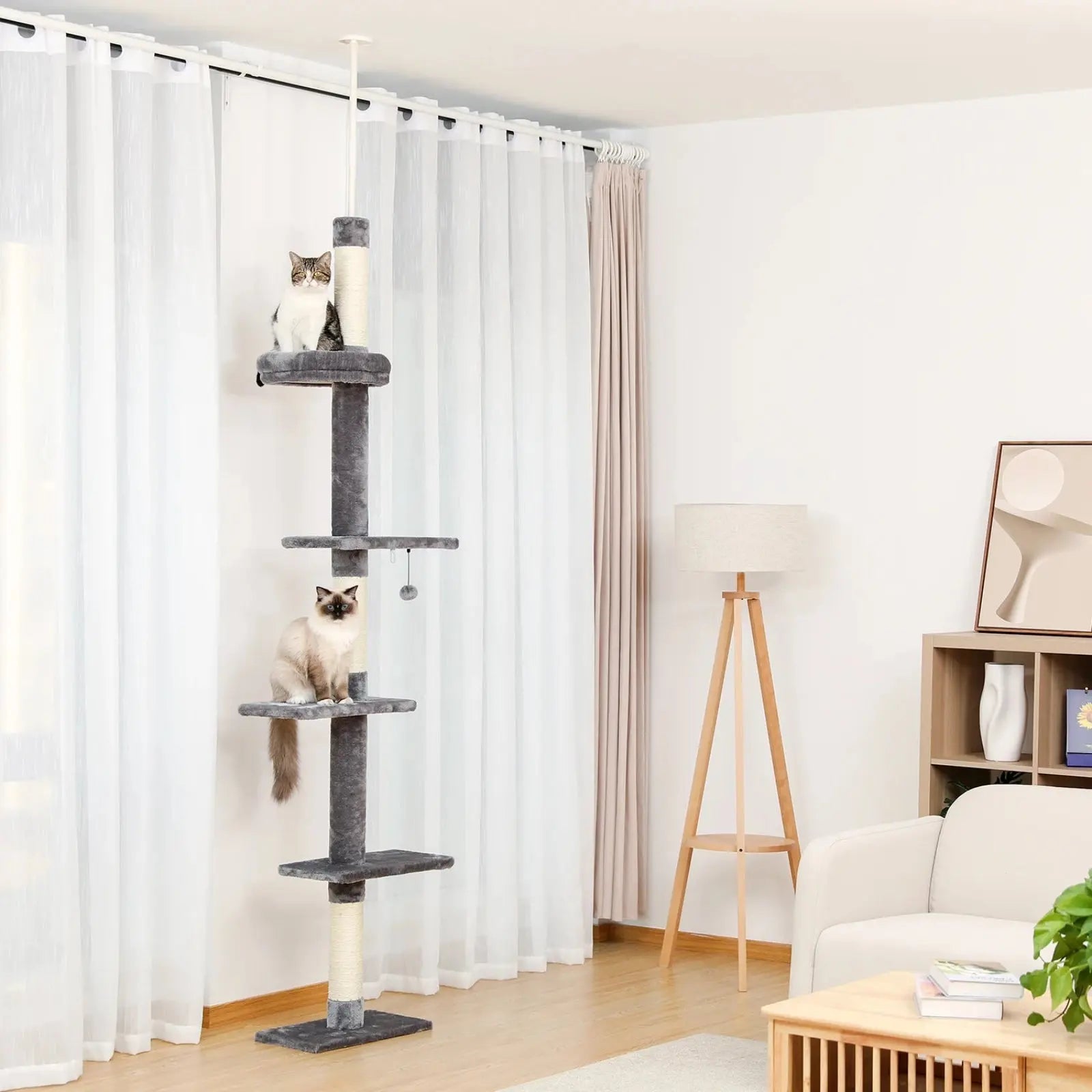 Arbre à Chat Gris Plafond 243 cm - Le Nid Félin