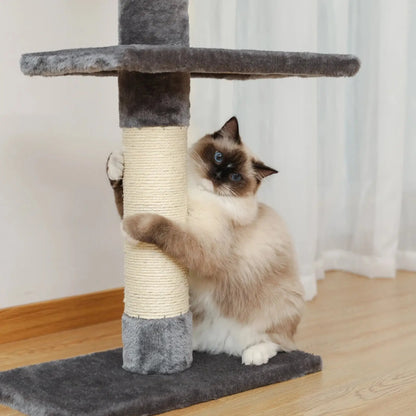 Arbre à Chat Gris Ajustable avec Griffoirs et Plateformes - Le Nid Félin