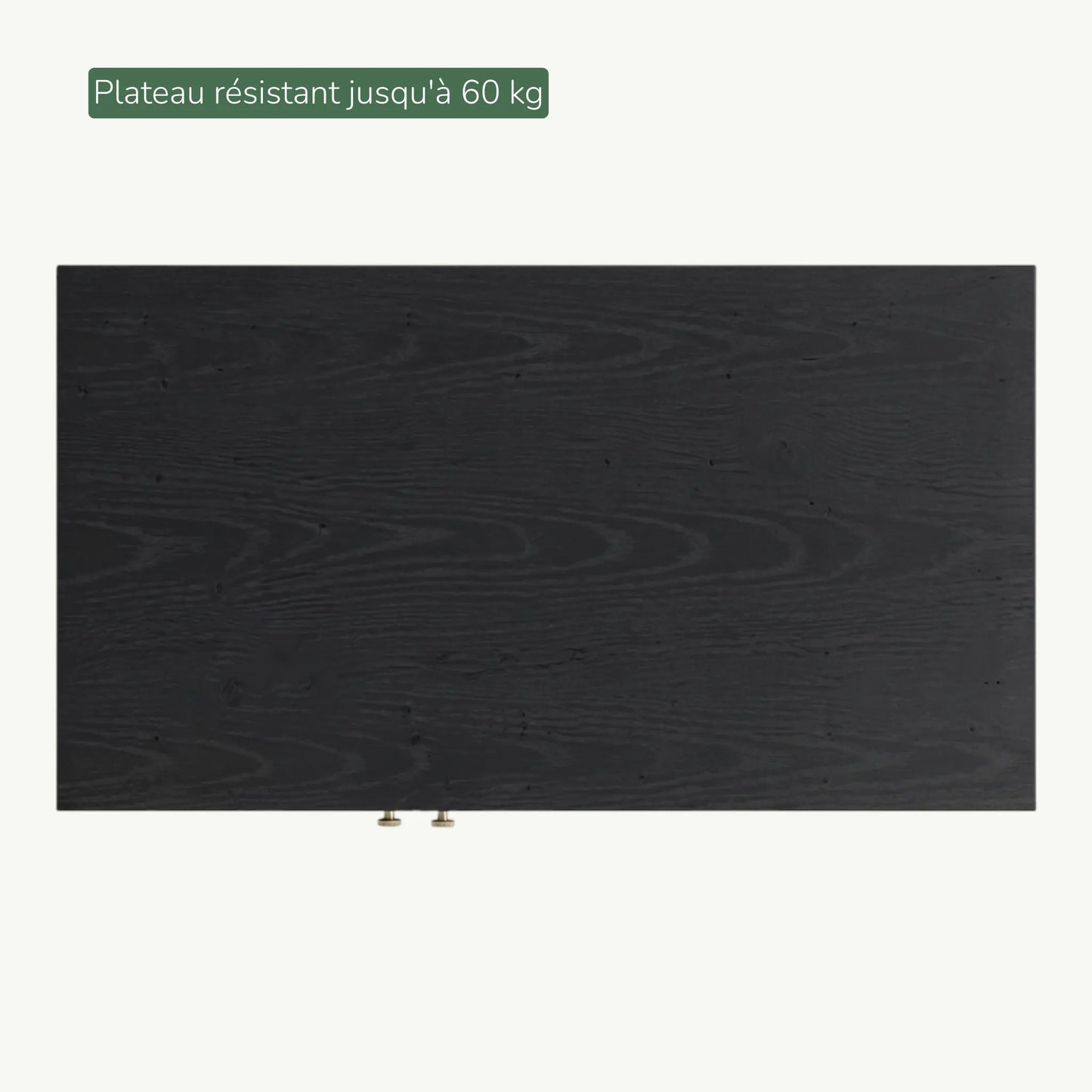 Plateau supérieur en bois noir du meuble litière pour chat, résistant jusqu'à 60 kg