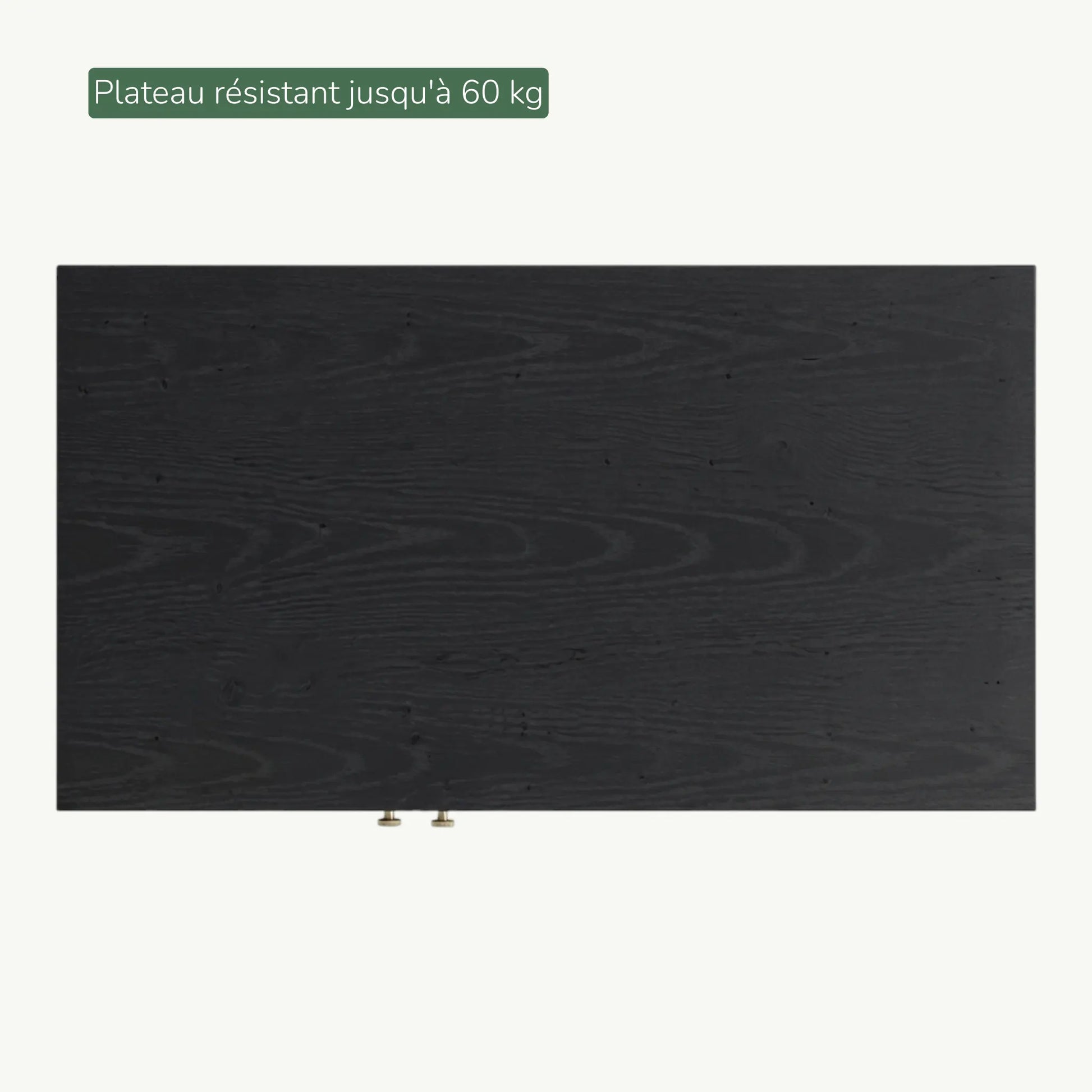 Plateau supérieur en bois noir du meuble litière pour chat, résistant jusqu'à 60 kg