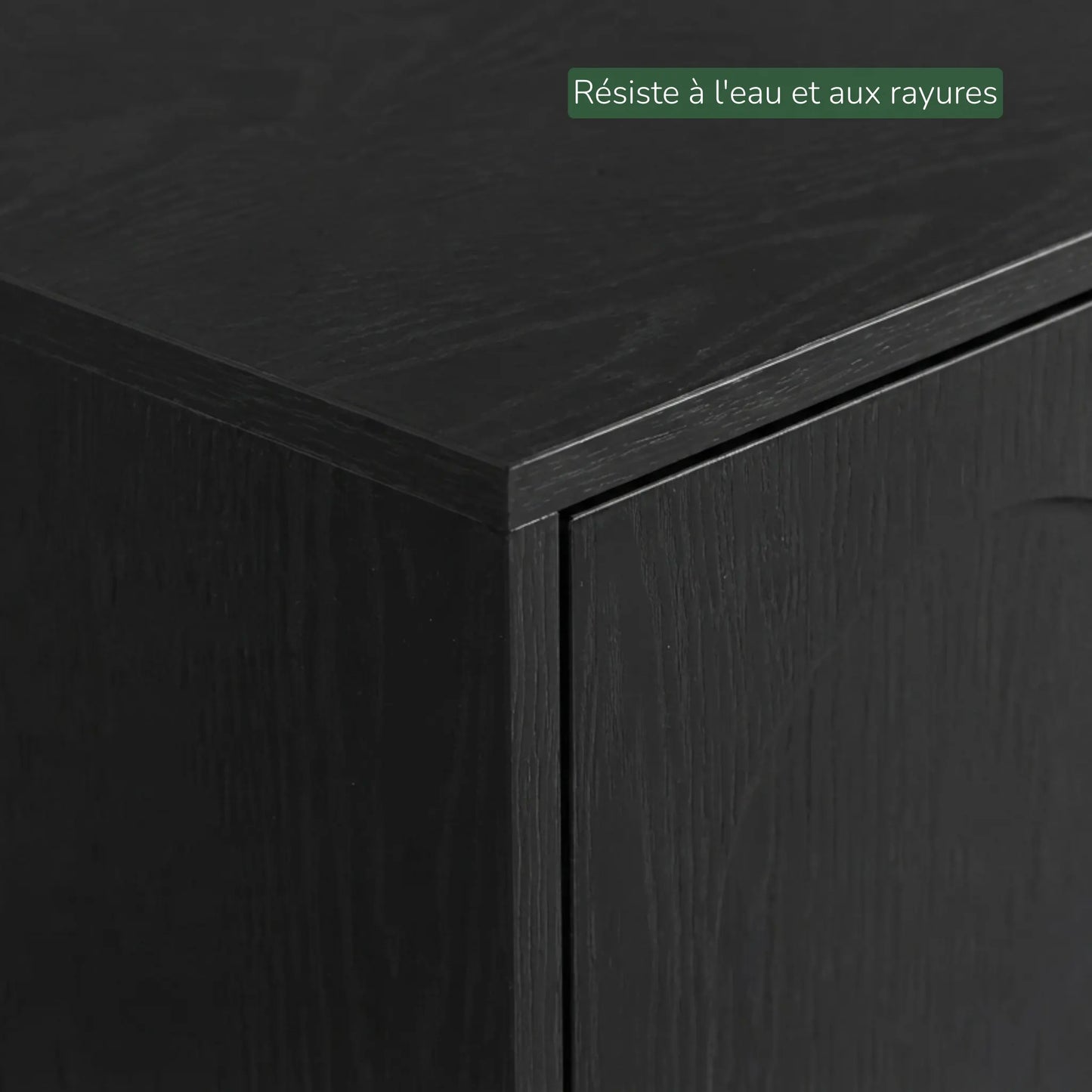 Porte meuble litière avec ouverture latérale et finition noire élégante