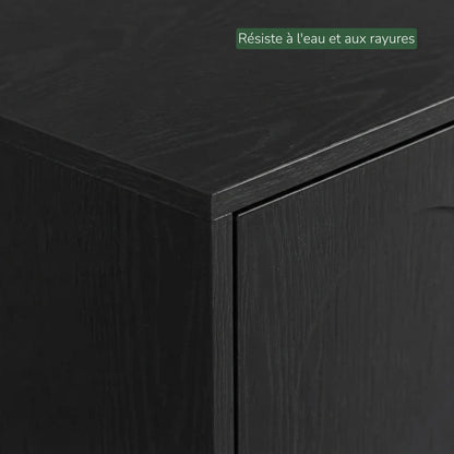 Porte meuble litière avec ouverture latérale et finition noire élégante